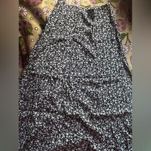 Women's patchwork floral print long midi skirt